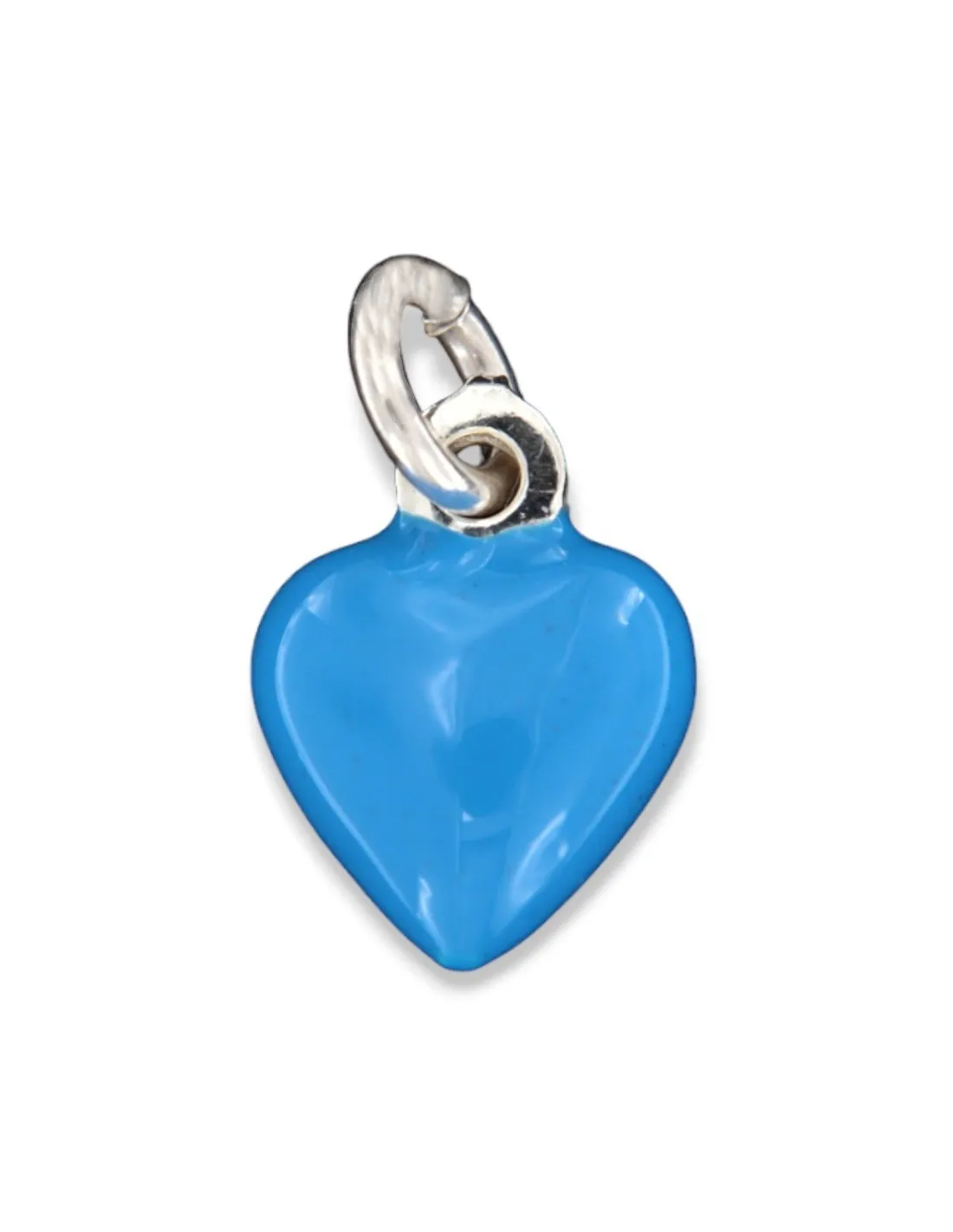 Ciondolo Argento Smaltato Cuore Celeste 10MM