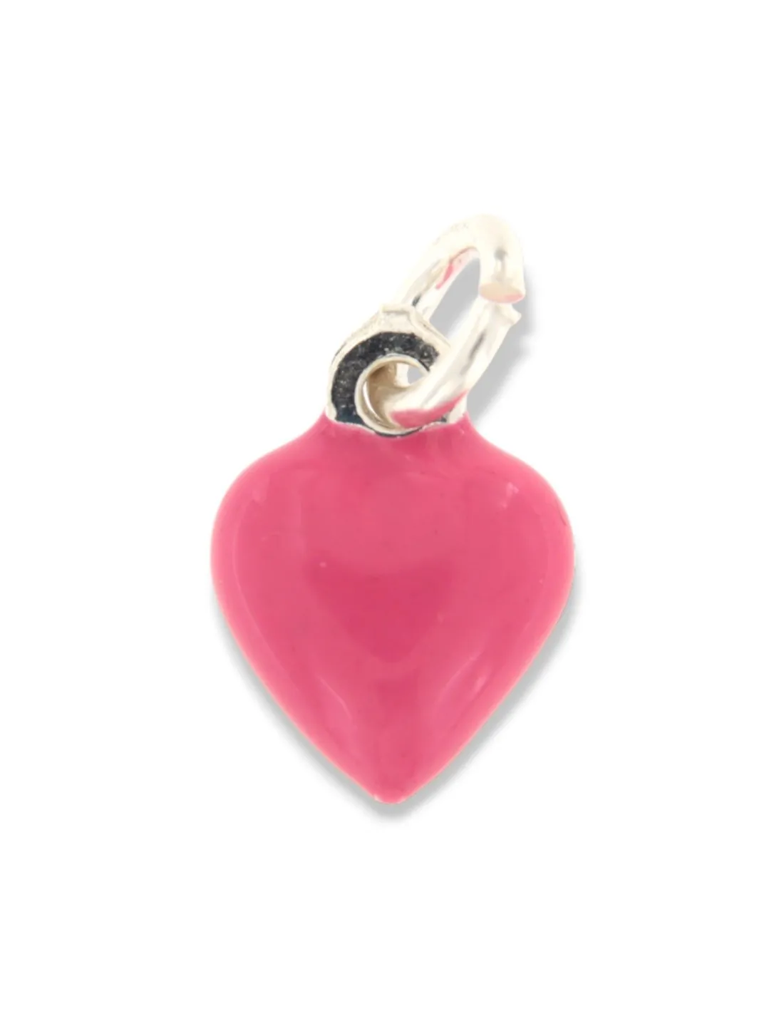 Ciondolo Argento Smaltato Cuore Rosa 10MM