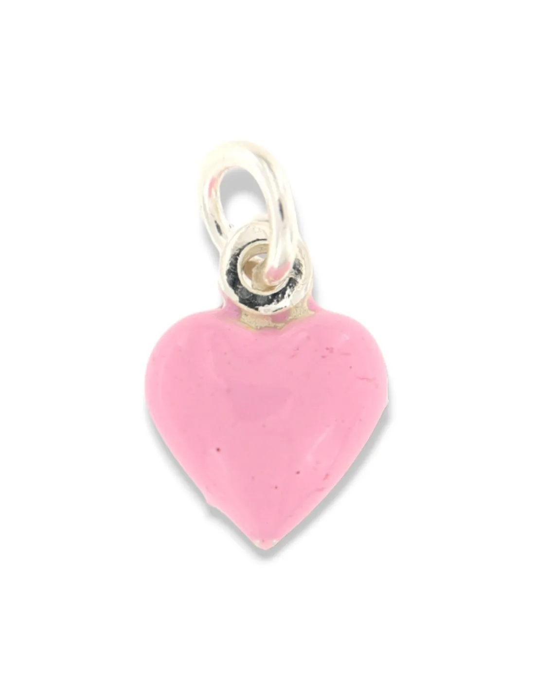 Ciondolo Argento Smaltato Cuore Rosa Carne 10MM