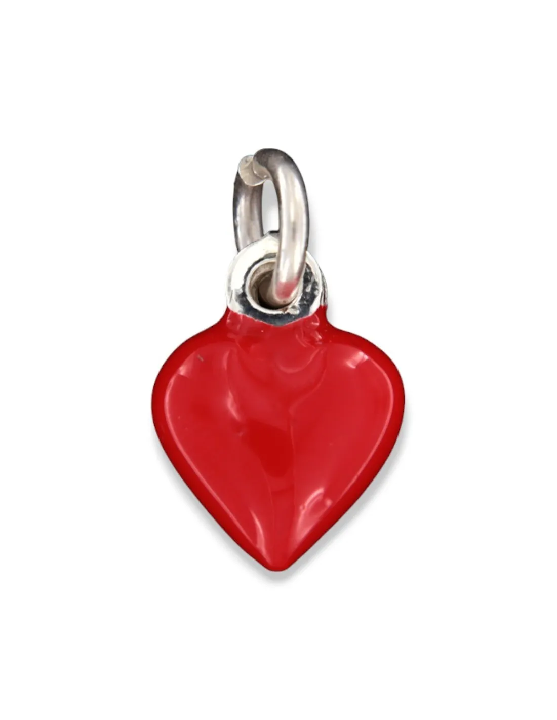 Ciondolo Argento Smaltato Cuore Rosso 10MM
