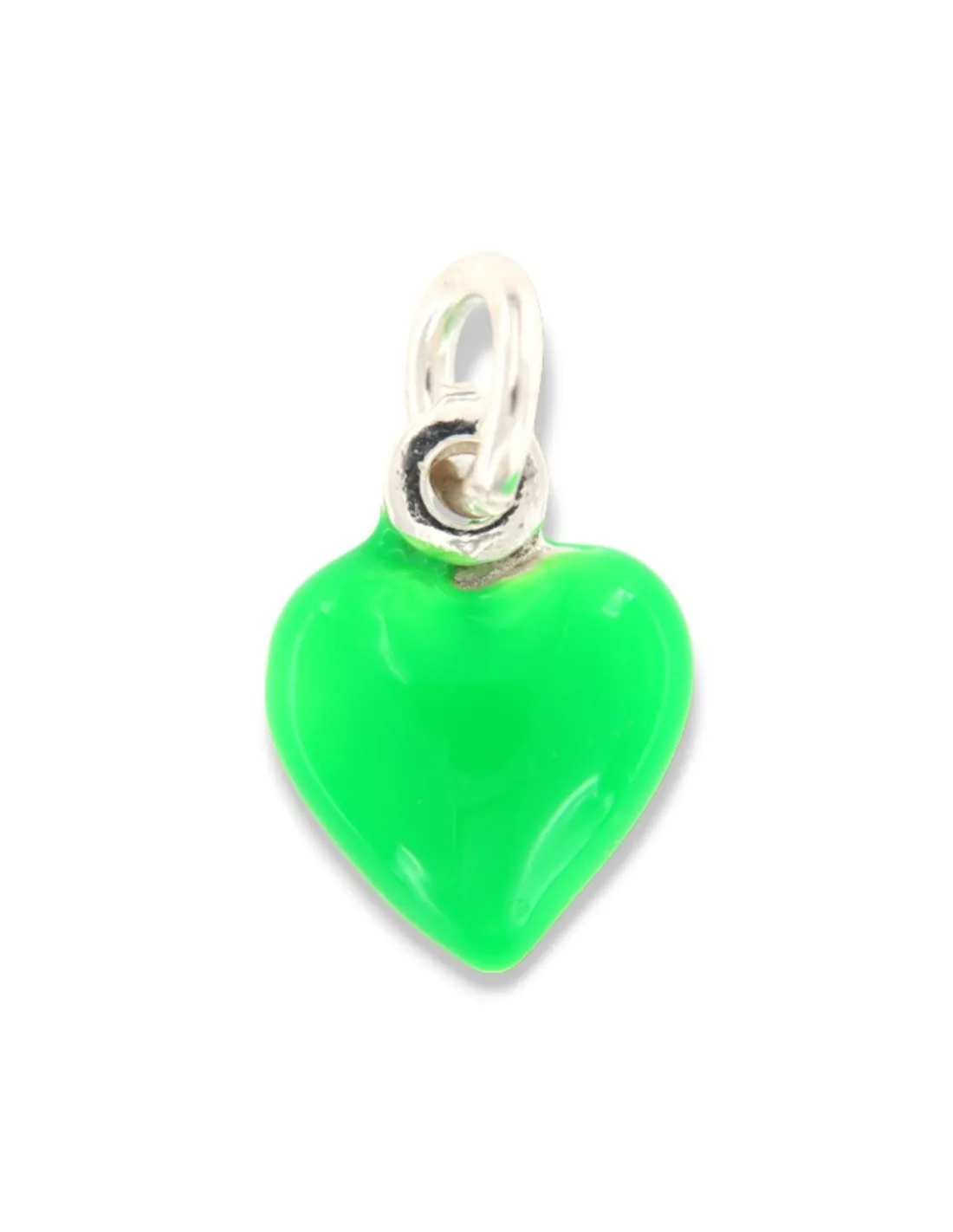 Ciondolo Argento Smaltato Cuore Verde 10MM