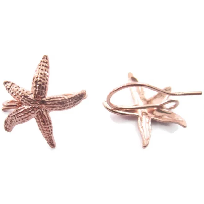 1 paio di basi orecchino stella marina puntinata argento 925 placcato oro rosa