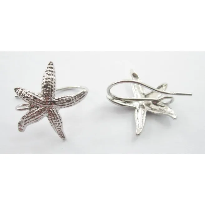 1 paio di basi orecchino stella marina puntinata argento 925 rodiato