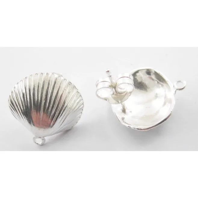 1 paio di basi orecchino  modello conchiglia argento 925 15 mm