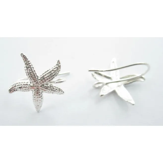 1 paio di basi orecchino stella marina puntinata argento 925