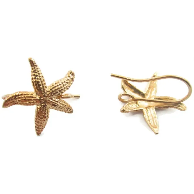1 paio di basi orecchino stella marina puntinata argento 925 placcato oro giallo