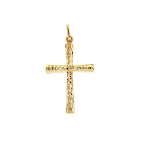 Ciondolo Croce Oro Giallo 9Kt Diamantata