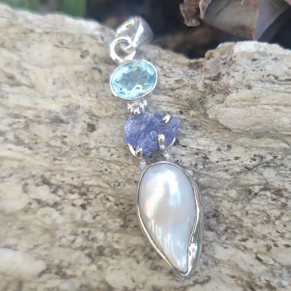 Ethnic Pendant in 925 Silver with Stone - BHOGRAI