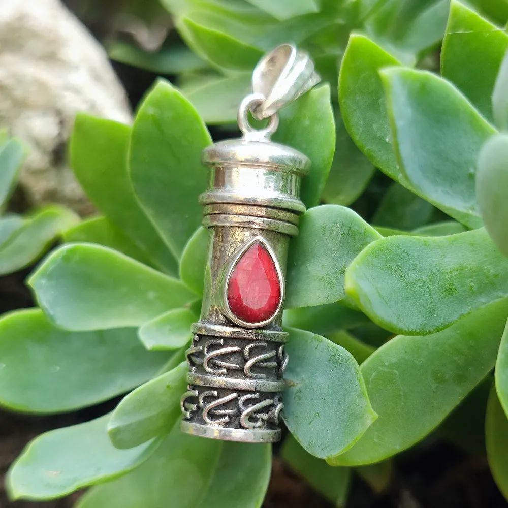 925 Silver Perfume Holder Pendant with Stone - PACHORE