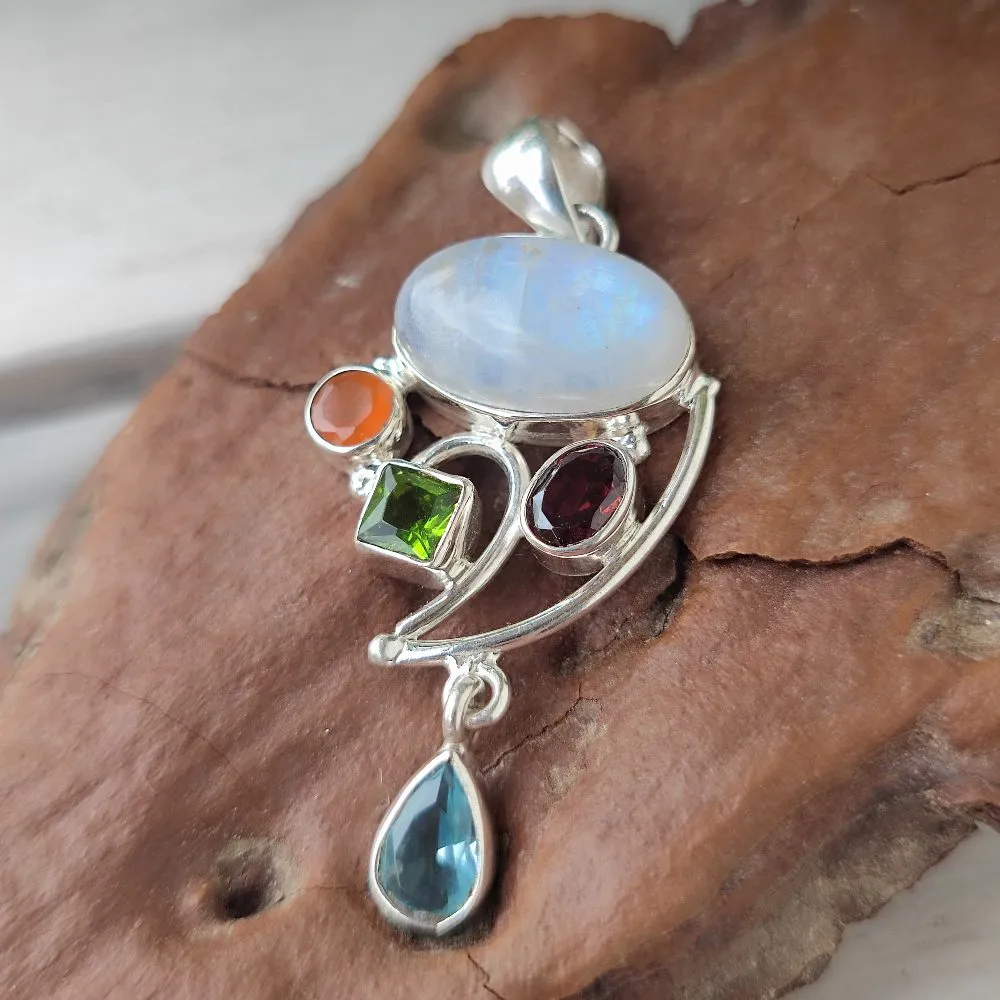 Ethnic pendant in 925 silver with stone - TUDIGAIA