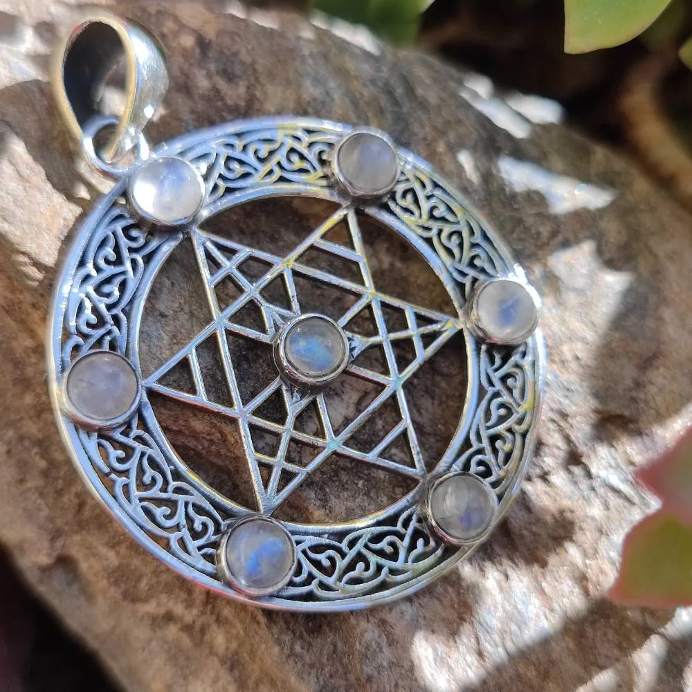 Ciondolo GURDEEP argento 925 GRANATO PIETRA DI LUNA