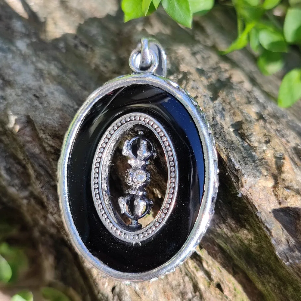 Ciondolo ELIAS con pietra ONICE NERO  in argento 925 Ciondolo artigianale