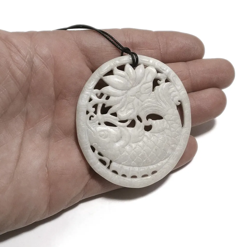 Ciondolo in GIADA di Carpa KOI - GIADA intarsiata carpa KOI