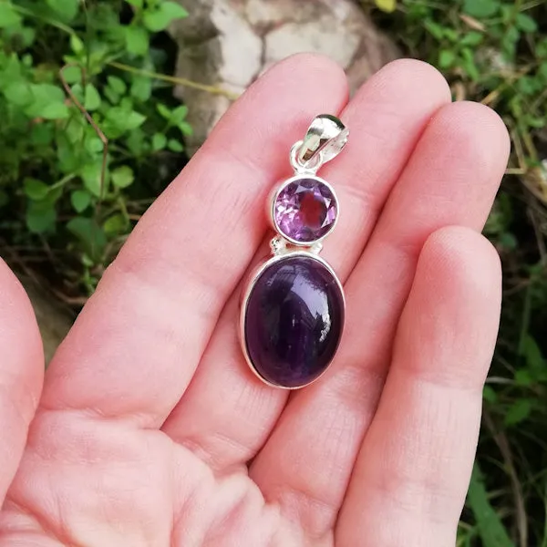Ciondolo SHRUTI con AMETISTA  in argento 925 Ciondolo artigianale