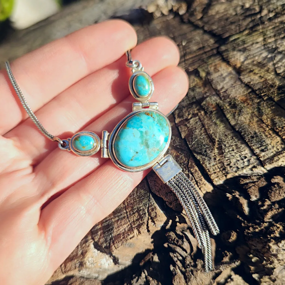 Ethnische Halskette aus 925er Silber mit Stein - DOBH