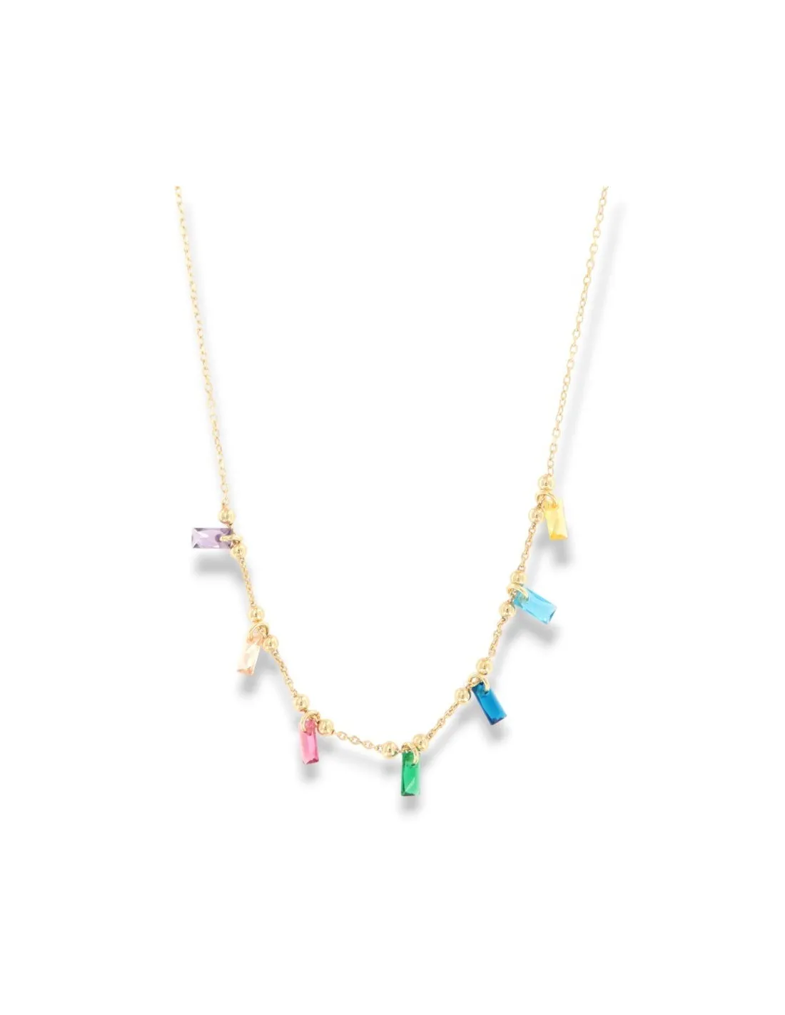 Collana Argento Dorato Pendenti Zirconi Colorati