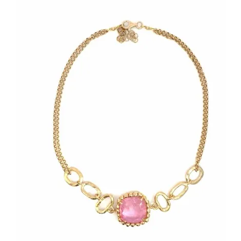 Collana Argento Dorato Tormalina Rosa CLM87-1A