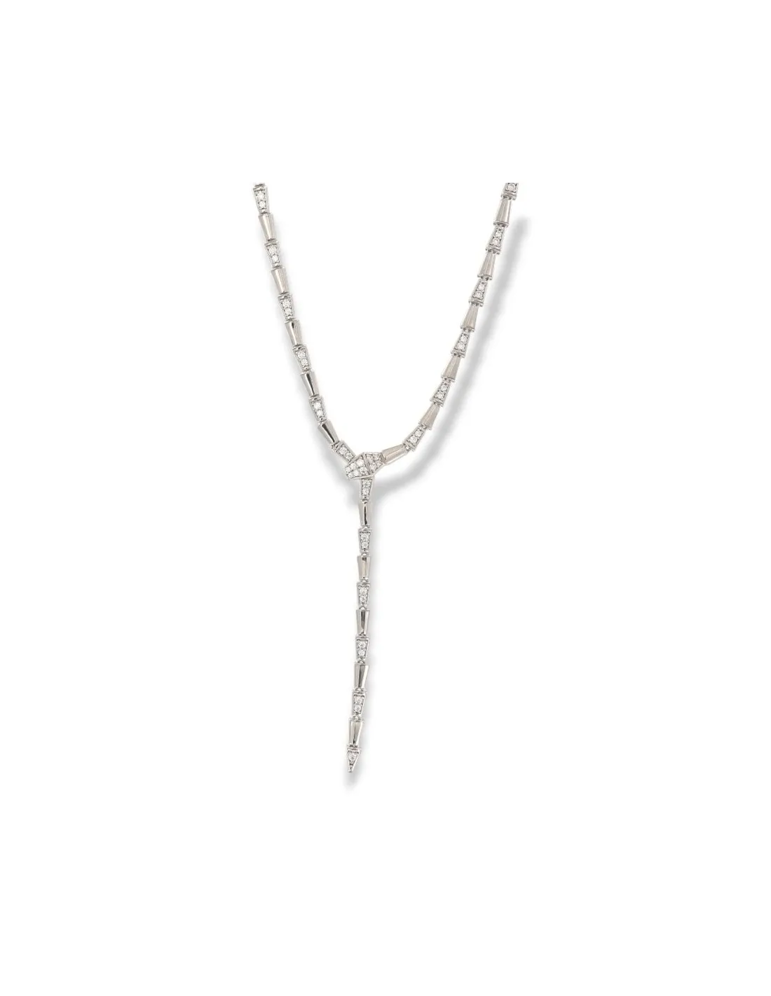 Collana Argento Rodiato Serpente Zirconi Bianchi
