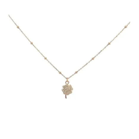 Collana Argento Rosato Valentino Quadrifoglio con Zirconi bianchi