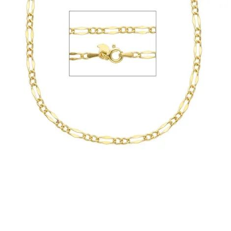 Collana Figaro Alternata 2/1 Oro Giallo 9kt