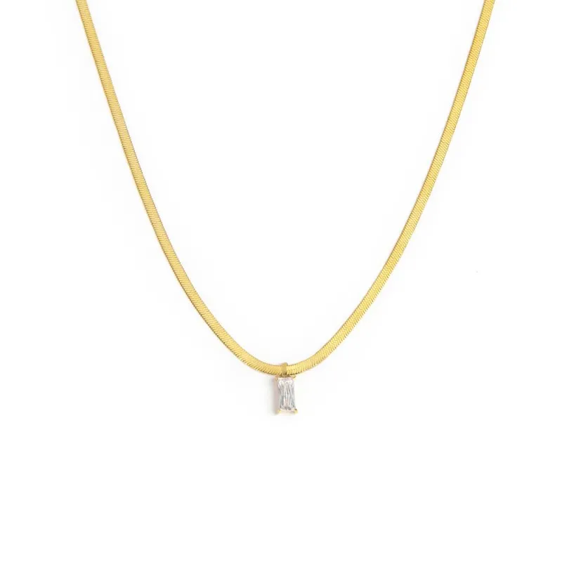 Collana Marlù Donna catena snake con zircone baguette Bianco