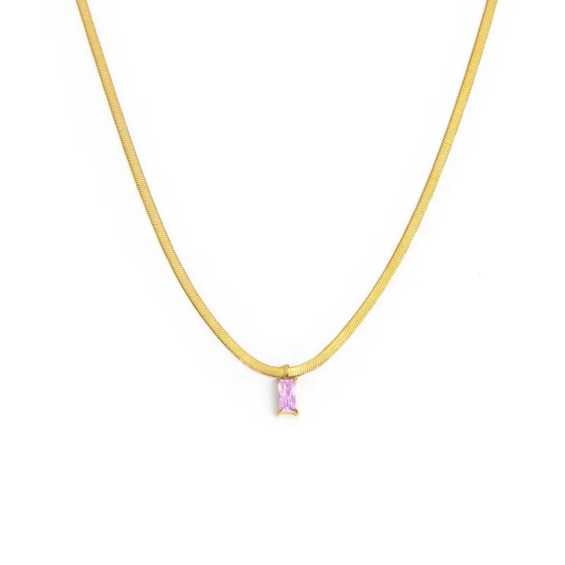 Collana Marlù Donna catena snake con zircone baguette Rosa