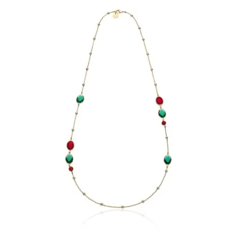 Collana Cristalli Verde/Rossi Unoaerre Fashion Jewellery Bronzo