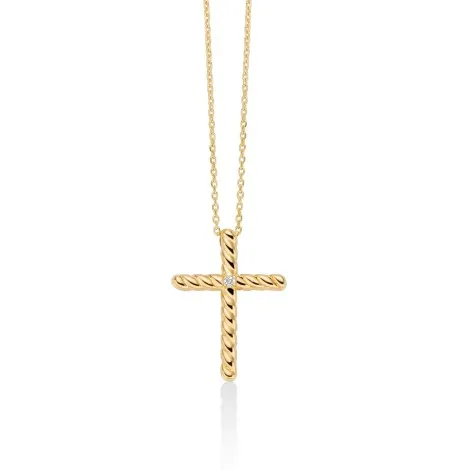 Collana Croce Miluna Oro Giallo 9kt e Diamante CLD4665X