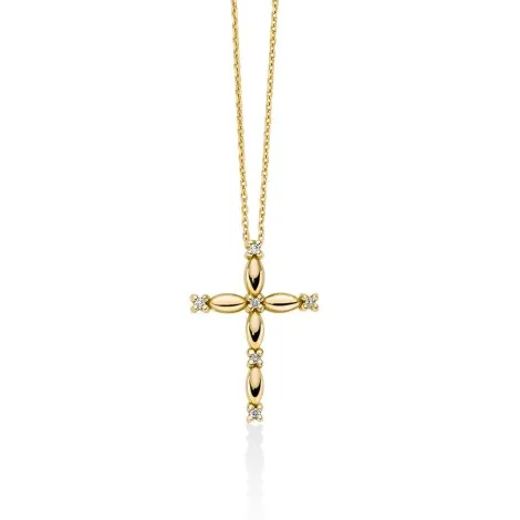 Collana Croce Miluna Oro Giallo 9kt e Diamanti CLD4678X