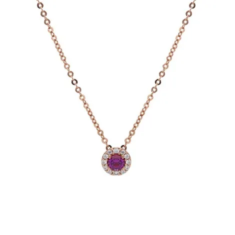 Collana Fiore Oro Rosa 9kt con Zircone Rosso