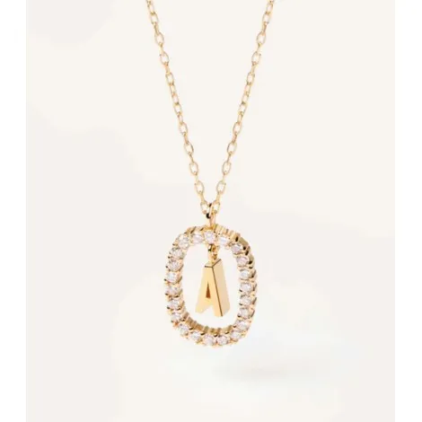 Collana Iniziale PDPaola Oro Giallo 18kt Diamanti Bianchi