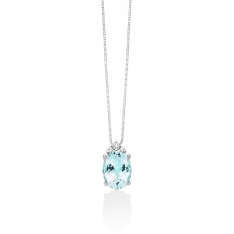 Collana Miluna Acquamarina Ovale e Diamanti CLD4725