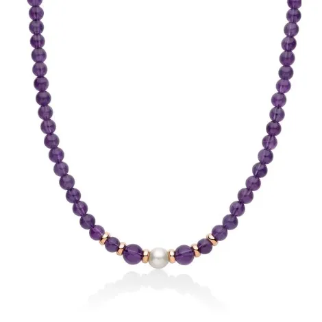 Collana Miluna Argento e Filo Di Perle e Ametista PCL6524