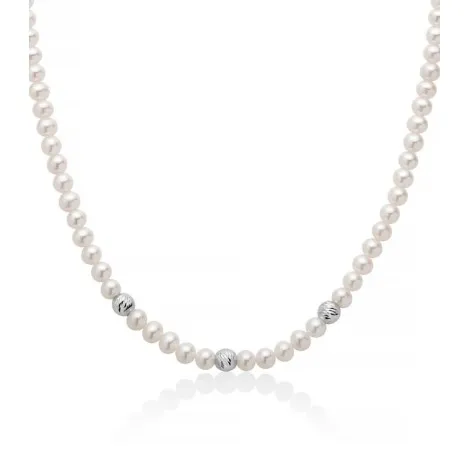 Collana Miluna Oro Bianco 9kt e Filo Di Perle PCL6455BX