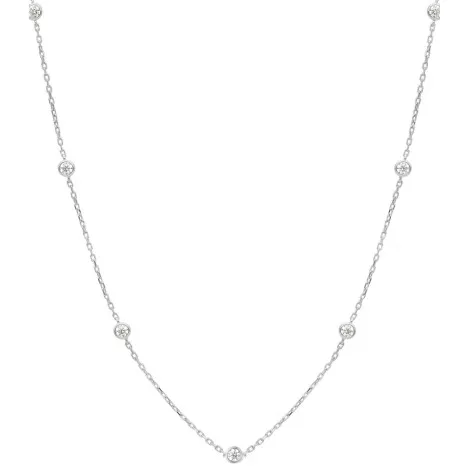 Collana Oro Bianco 9kt Zirconi