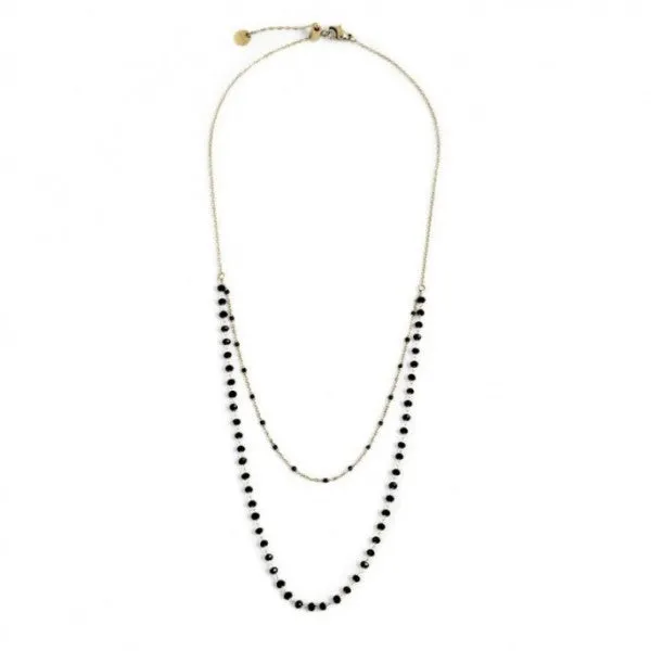 Collana Marlù Donna Cristalli Neri Oro