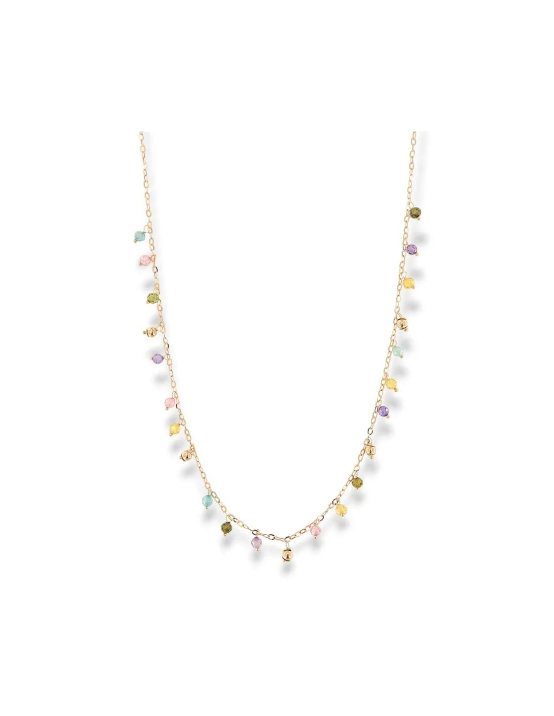 Collana Oro Giallo Sfere Colorate Quarzo