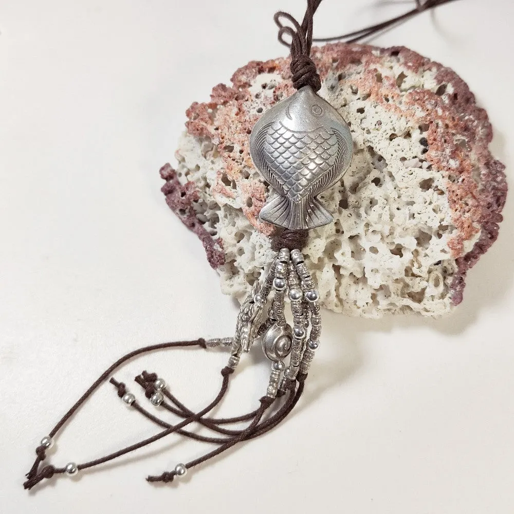 Collana etnica con PESCE in argento 925 - NIMA