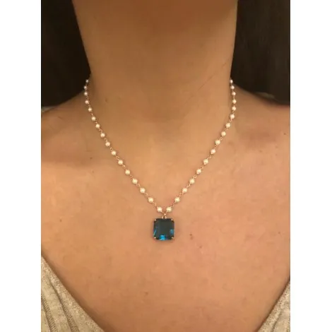 Collana Perle Pietra Grande Blu