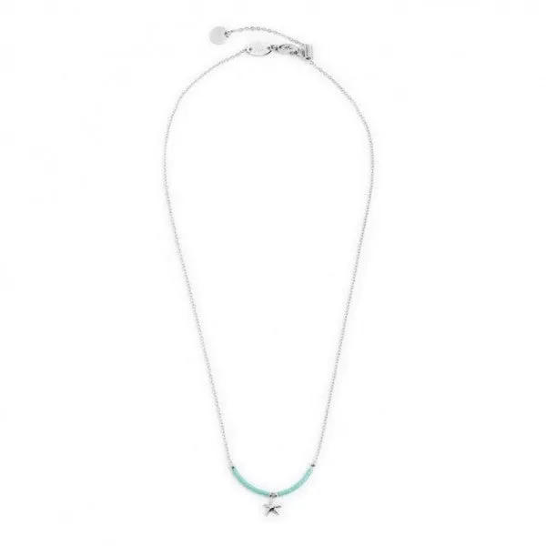 COLLANA MARLU' DONNA STELLA MARINA PENDENTE E MIYUKI TURCHESI ACCIAIO
