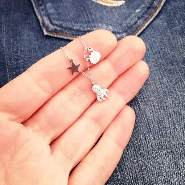 COLLANA WILLIAM collana con ciondoli e brillantini in acciaio 316 L Chirurgico