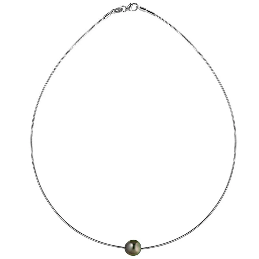 Collana Omega con perle di Tahiti rotonde/ovali – Argento 925 rodiato