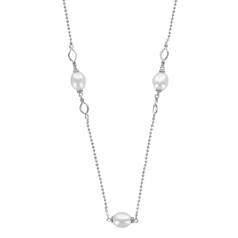 Collana di Perle d'acqua dolce – Sfere in argento 925 rodiato