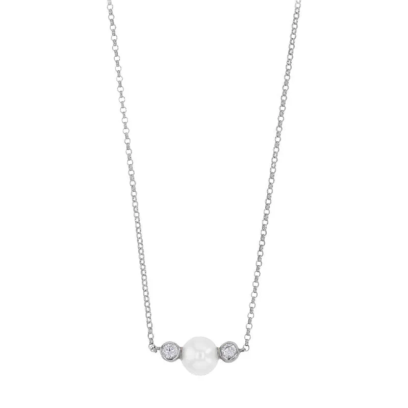Collana con Perle d'acqua dolce e ossido di zirconio – Argento 925 rod