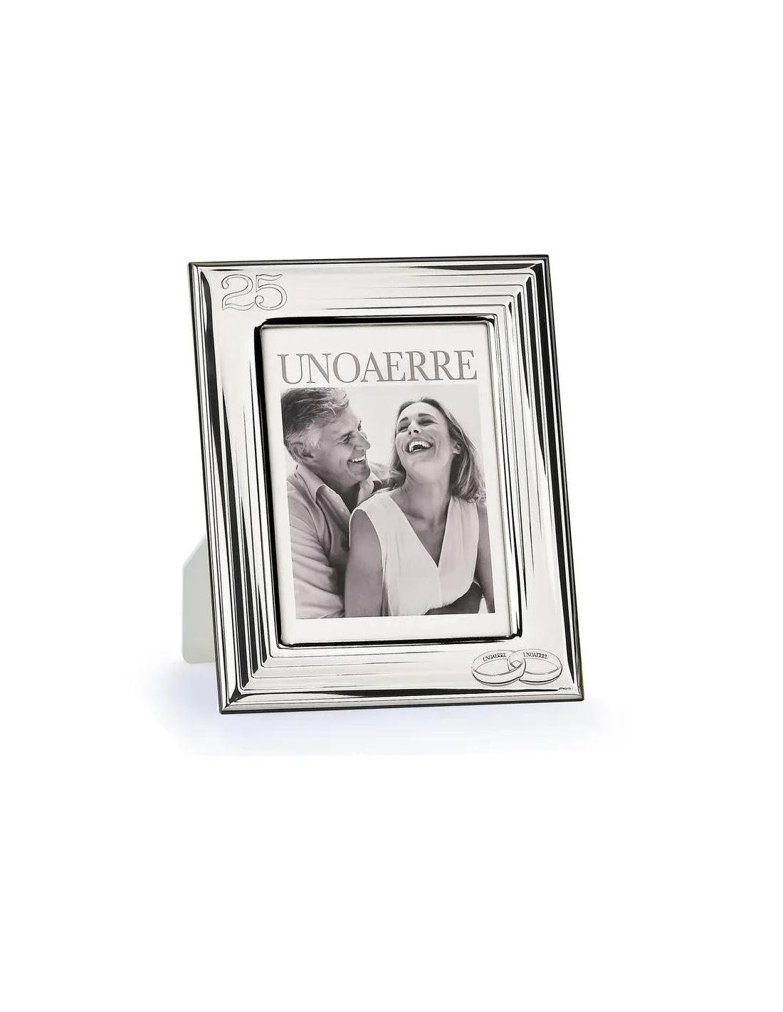 CORNICE ARGENTO BIANCO  25 ANNIVERSARIO 13x18 cm