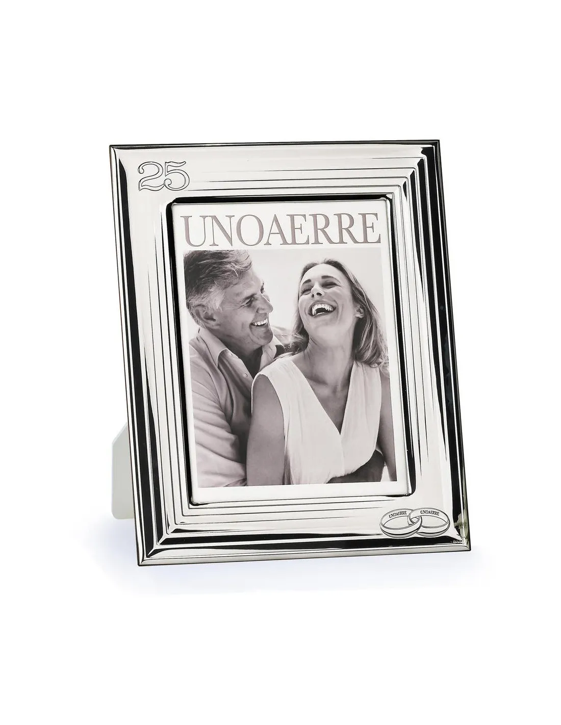 CORNICE ARGENTO BIANCO 25 ANNIVERSARIO GRANDE 18x24 cm