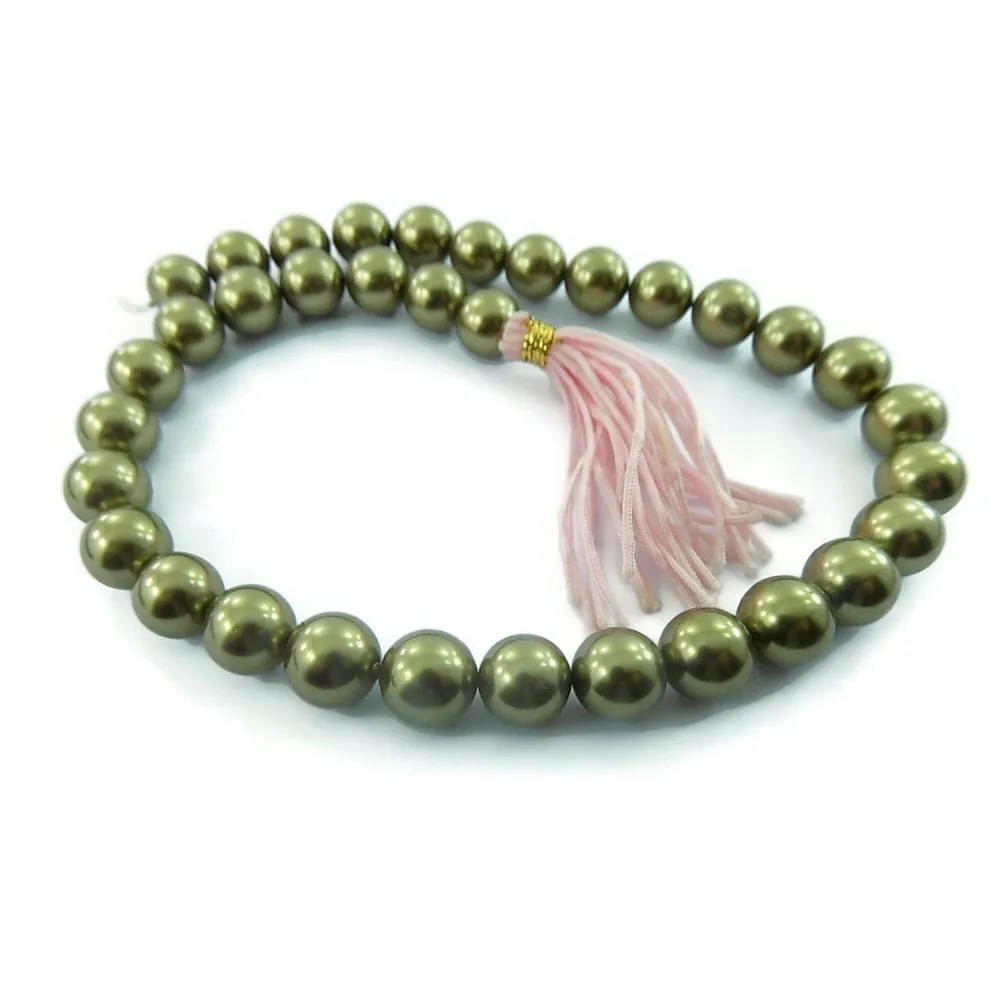 FILO PERLE MAIORCA IN CONCHIGLIA  VERDE DI 10 MM P