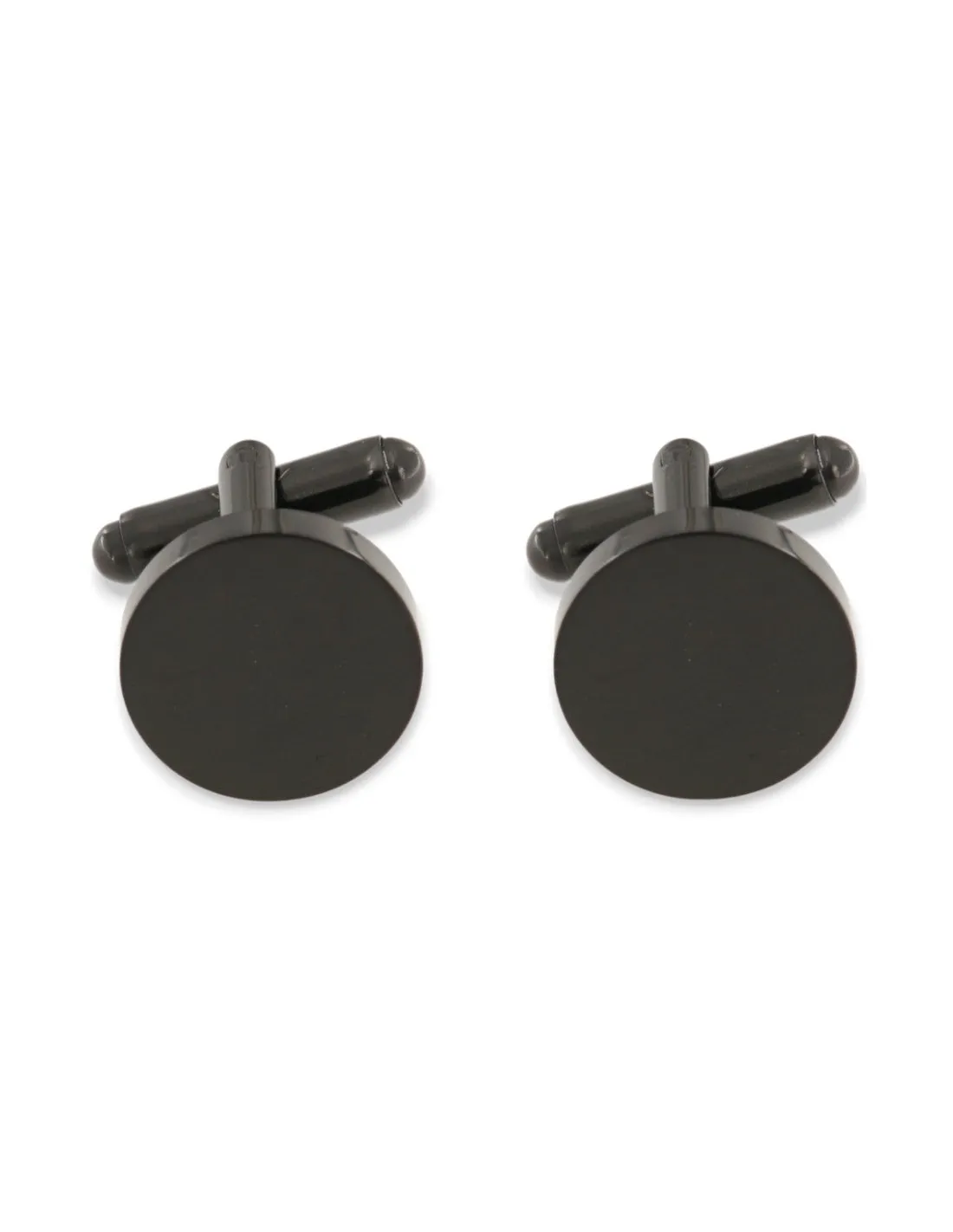 Gemelli Acciaio Neri Tondi