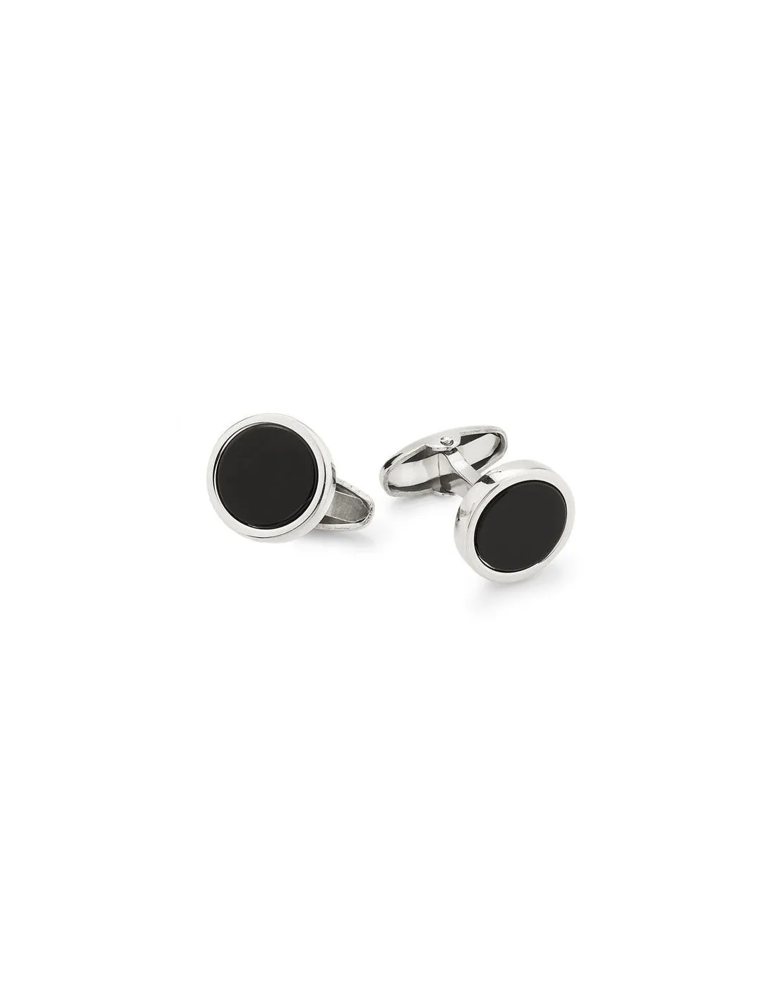 Gemelli In Argento Bianco Ag1422 Con Onice Nera