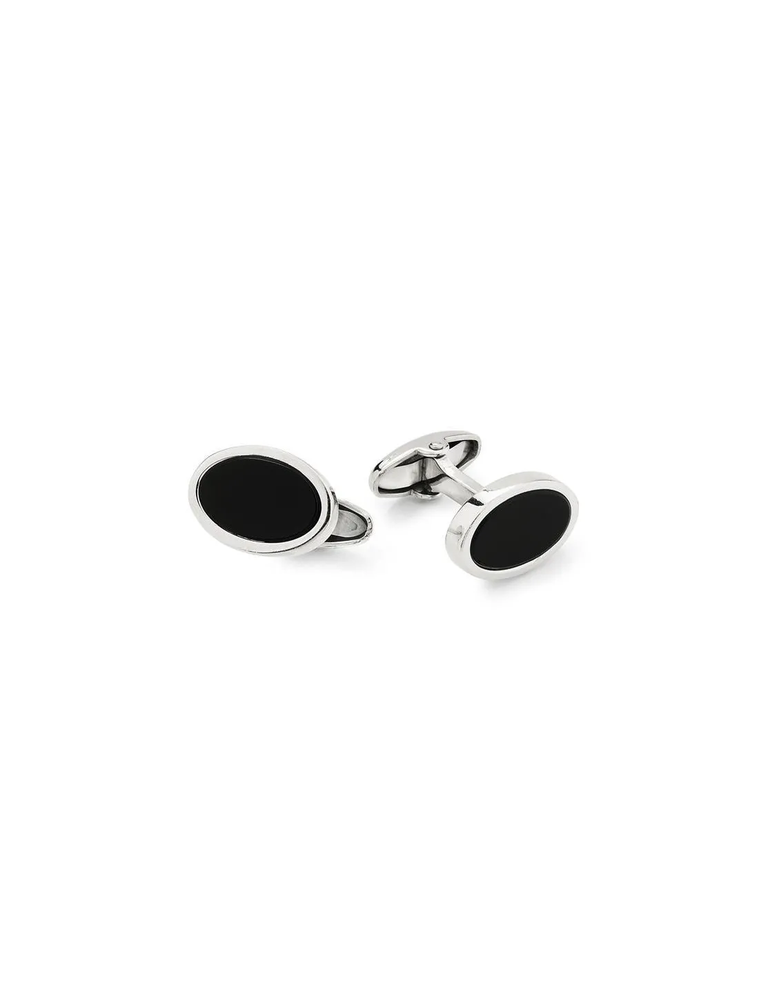 Gemelli In Argento Bianco Ag1425 Con Onice Nera